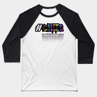 Hashtag Cheer - Girls Cheerleeder - Abstract Typography Baseball T-Shirt